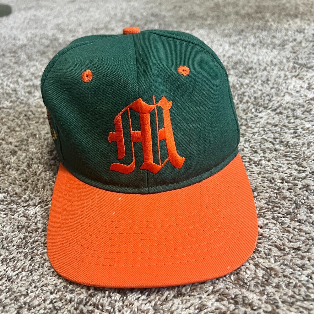 #1 Apparel Hat Men Fitted 7 3/8 Miami Hurricanes Pro Model Wool Vintage USA Made
